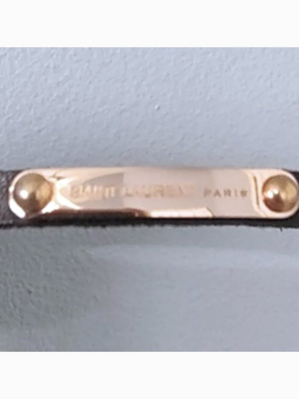 Yves Saint Laurent leather bracelet gold-tone plaque full set dust bag box EUC - Picture 2 of 9